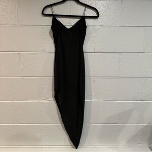 Windsor Black Glitter Asymmetrical Dress • Spaghetti Strap